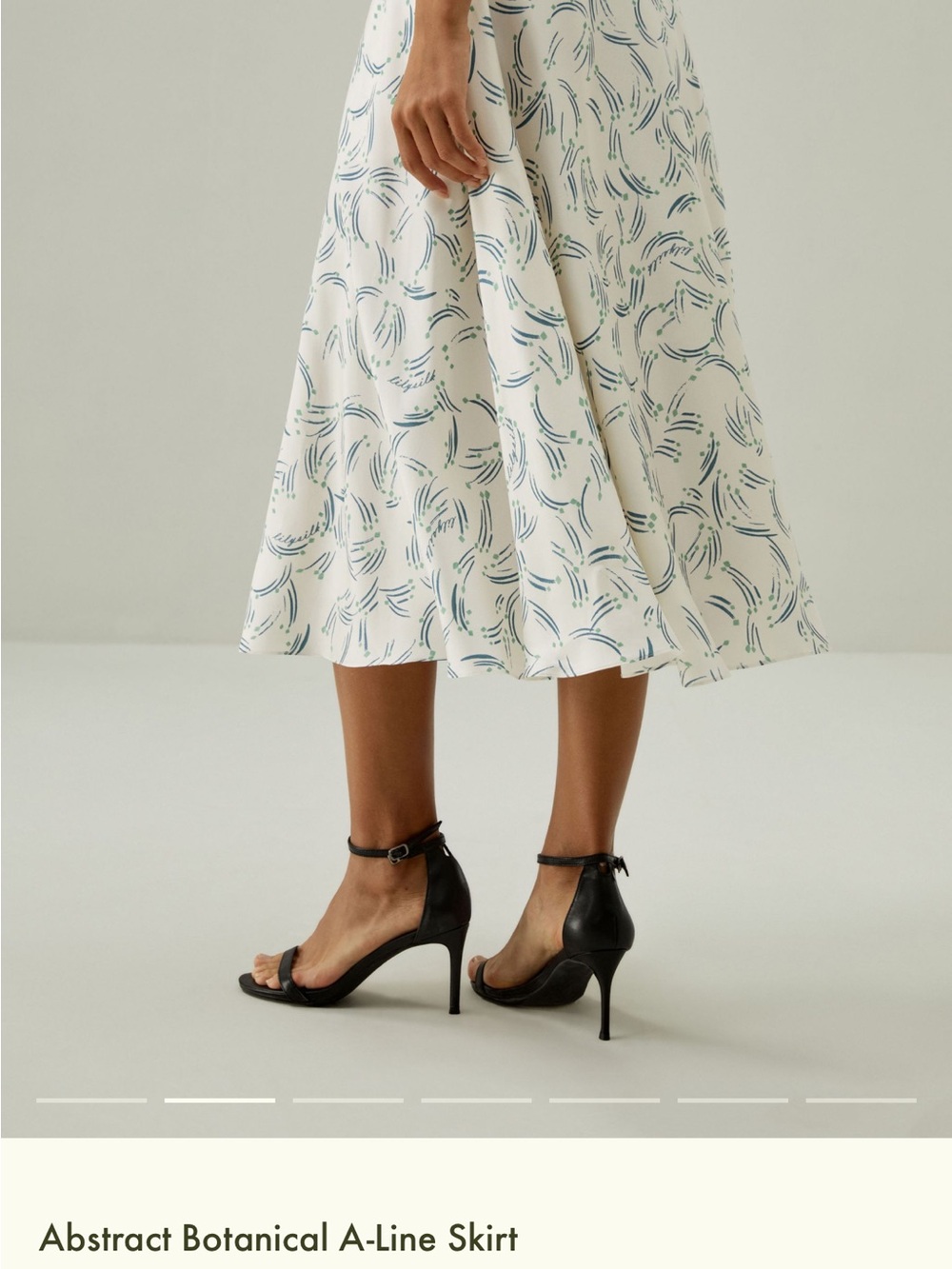 Abstract Botanical A-Line Midi Skirt - Picture 2 of 5
